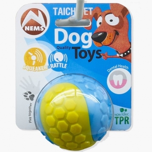 Игрушка "Мяч резиновый двухцветный с пищалкой и погремушкой"
